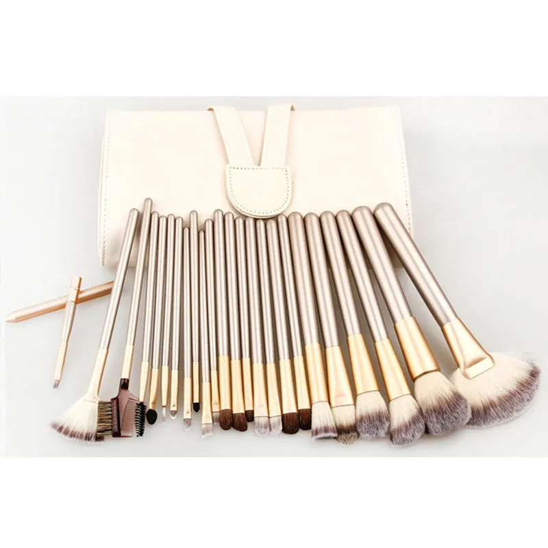 12/18/24pcs Professional Makeup Brushes Set    Leather Case