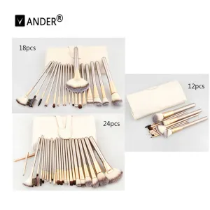 12/18/24pcs Professional Makeup Brushes Set    Leather Case