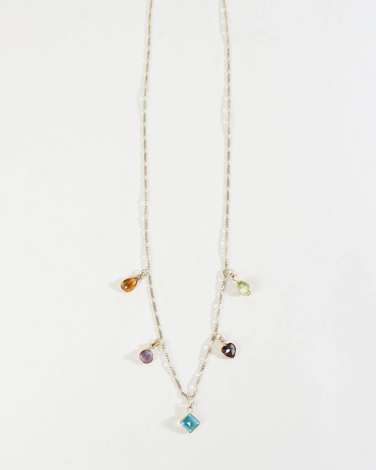 14k Gold Necklace W/ Multi Stones