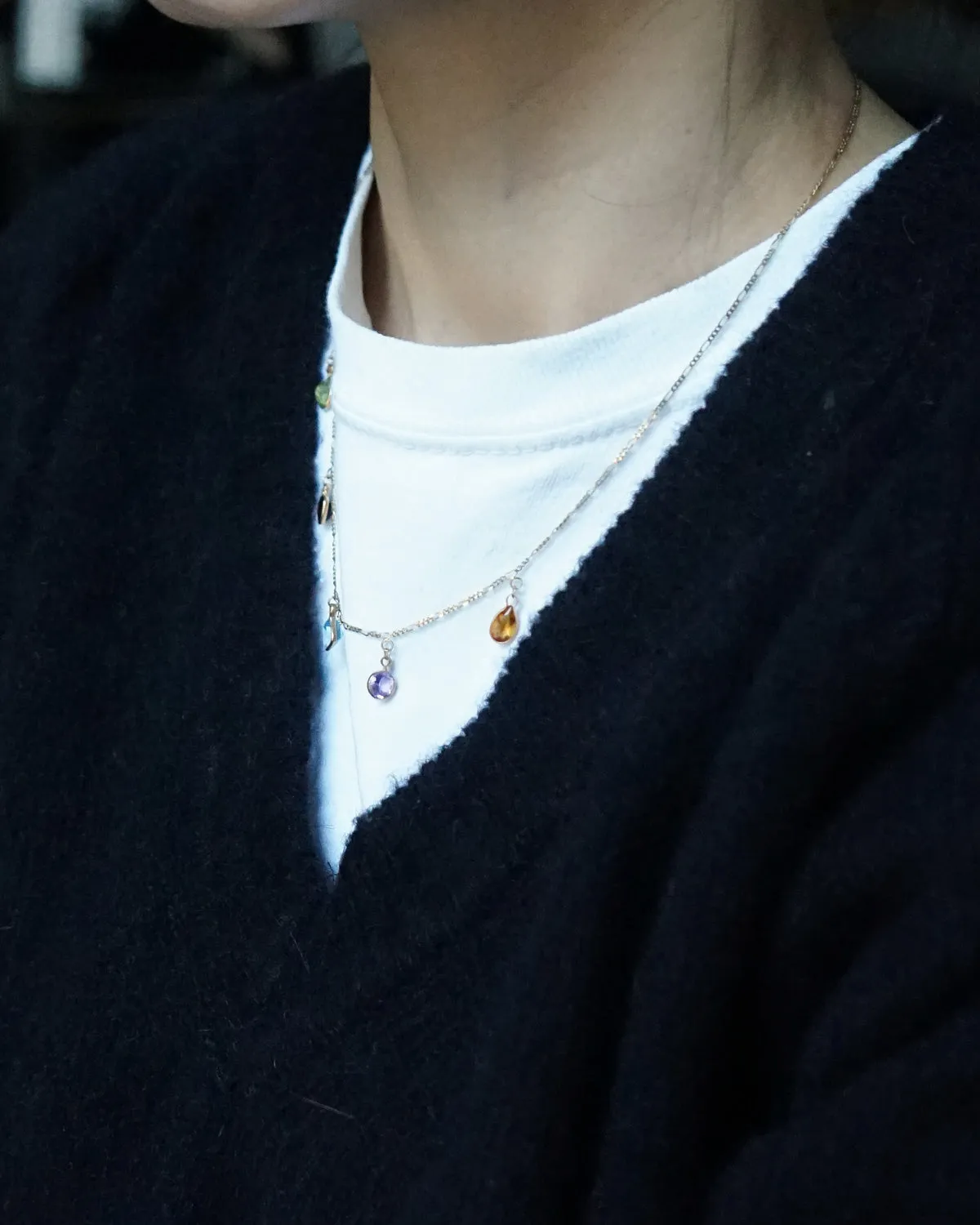 14k Gold Necklace W/ Multi Stones