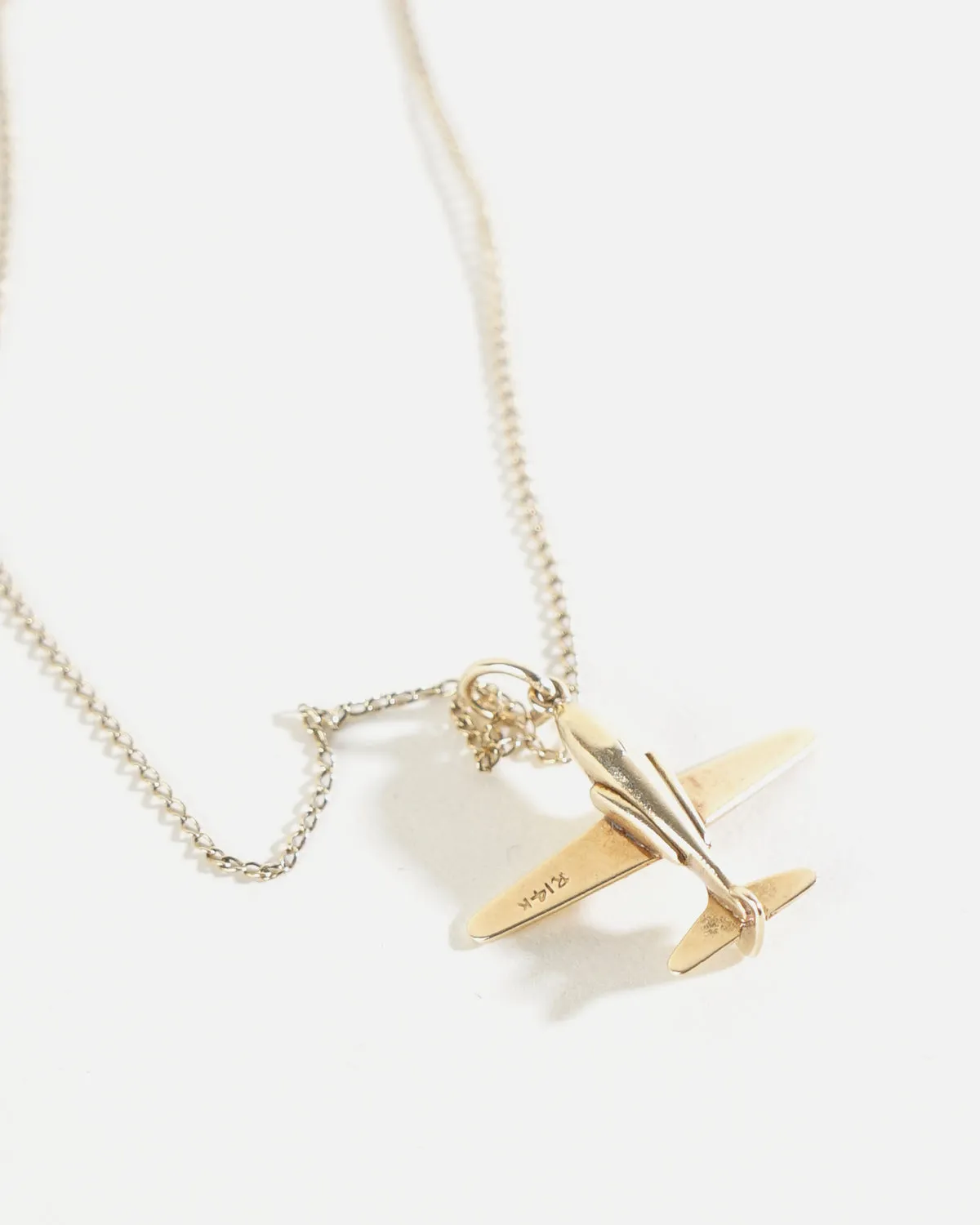 14k Gold Plane Pendant