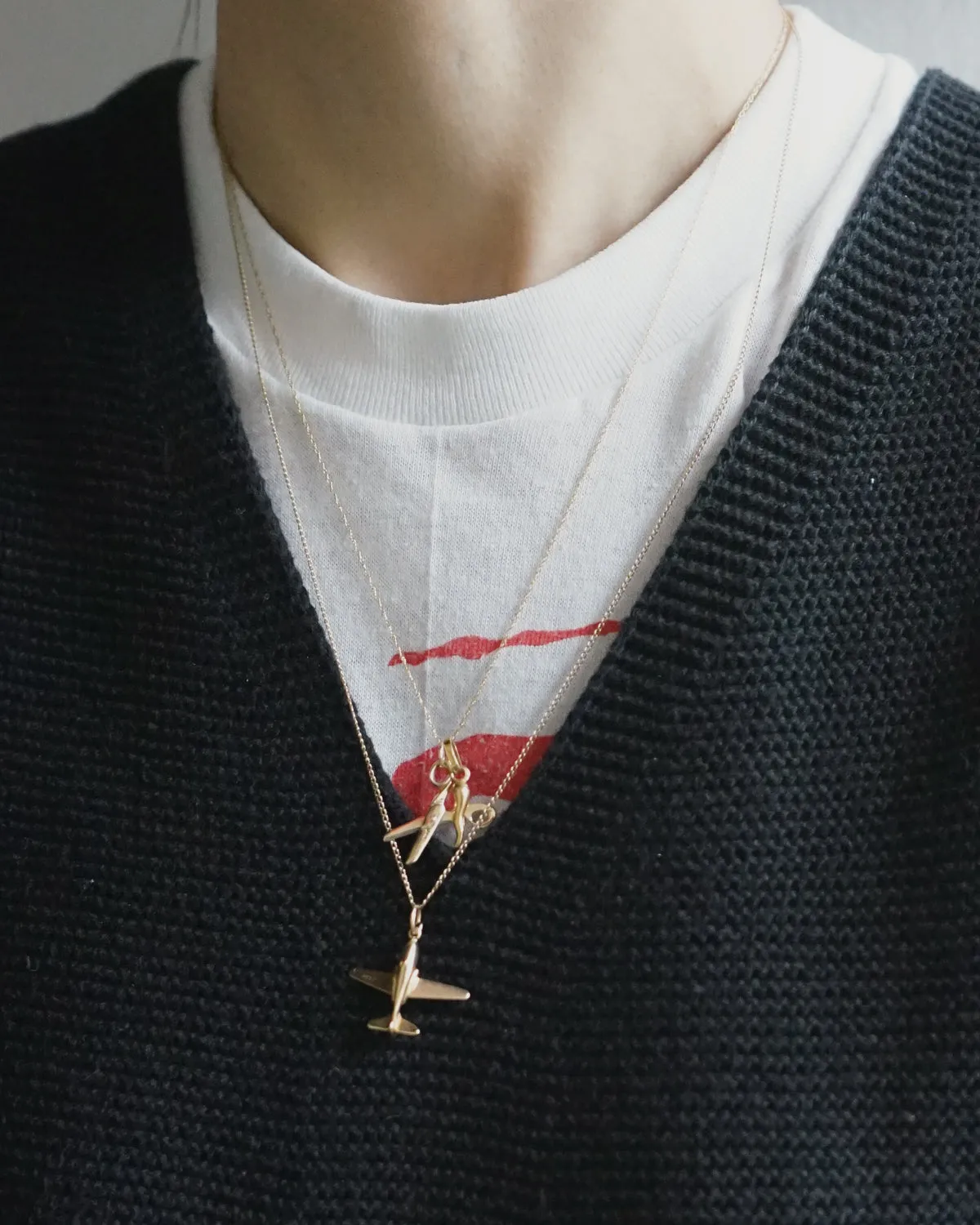 14k Gold Plane Pendant