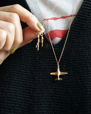 14k Gold Plane Pendant