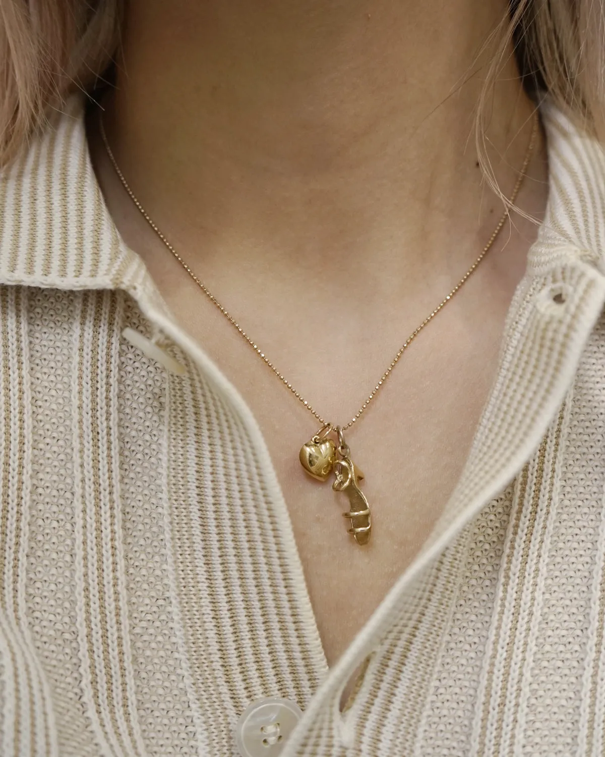 14K Gold Puffy Heart Charm
