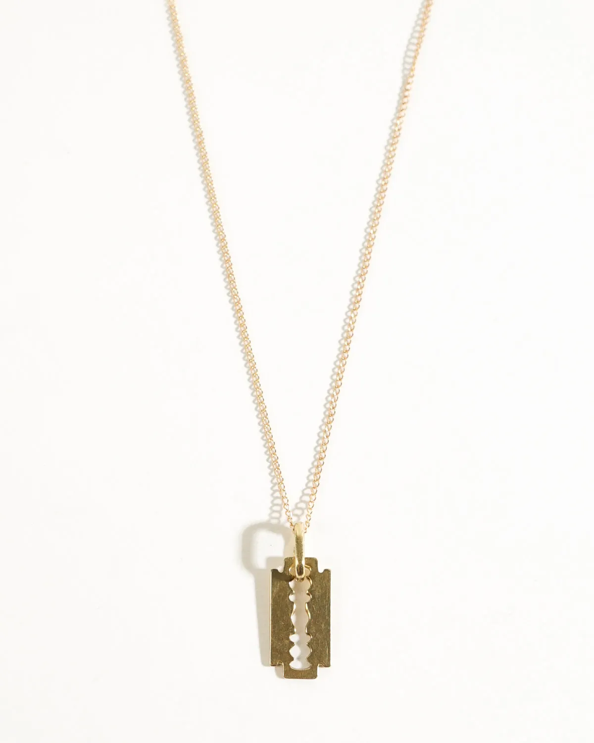 14k Gold Razor Blades Charm Pendant
