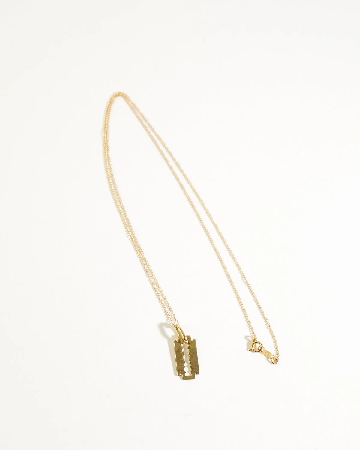 14k Gold Razor Blades Charm Pendant