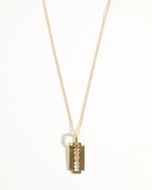 14k Gold Razor Blades Charm Pendant