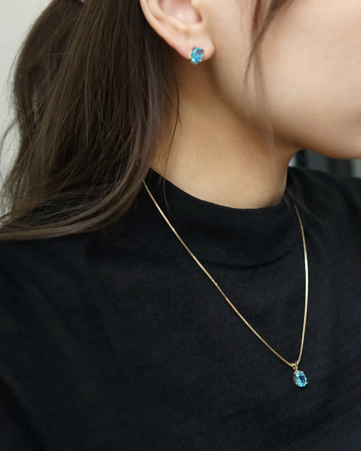 14k Gold x Blue Topaz Charm