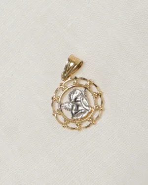 14K Gold Yellow & White Gold Angel Charm
