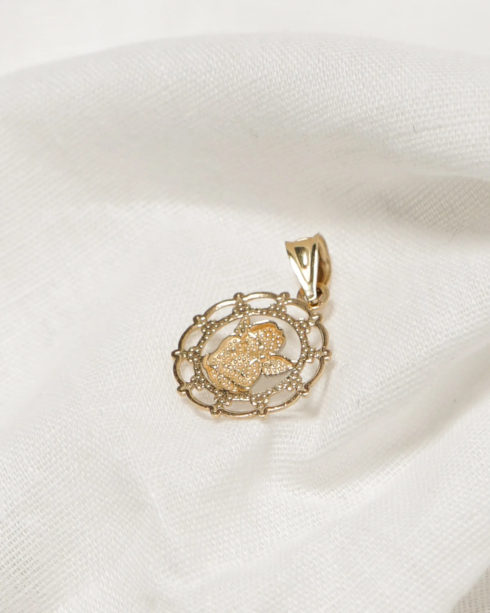 14K Gold Yellow & White Gold Angel Charm