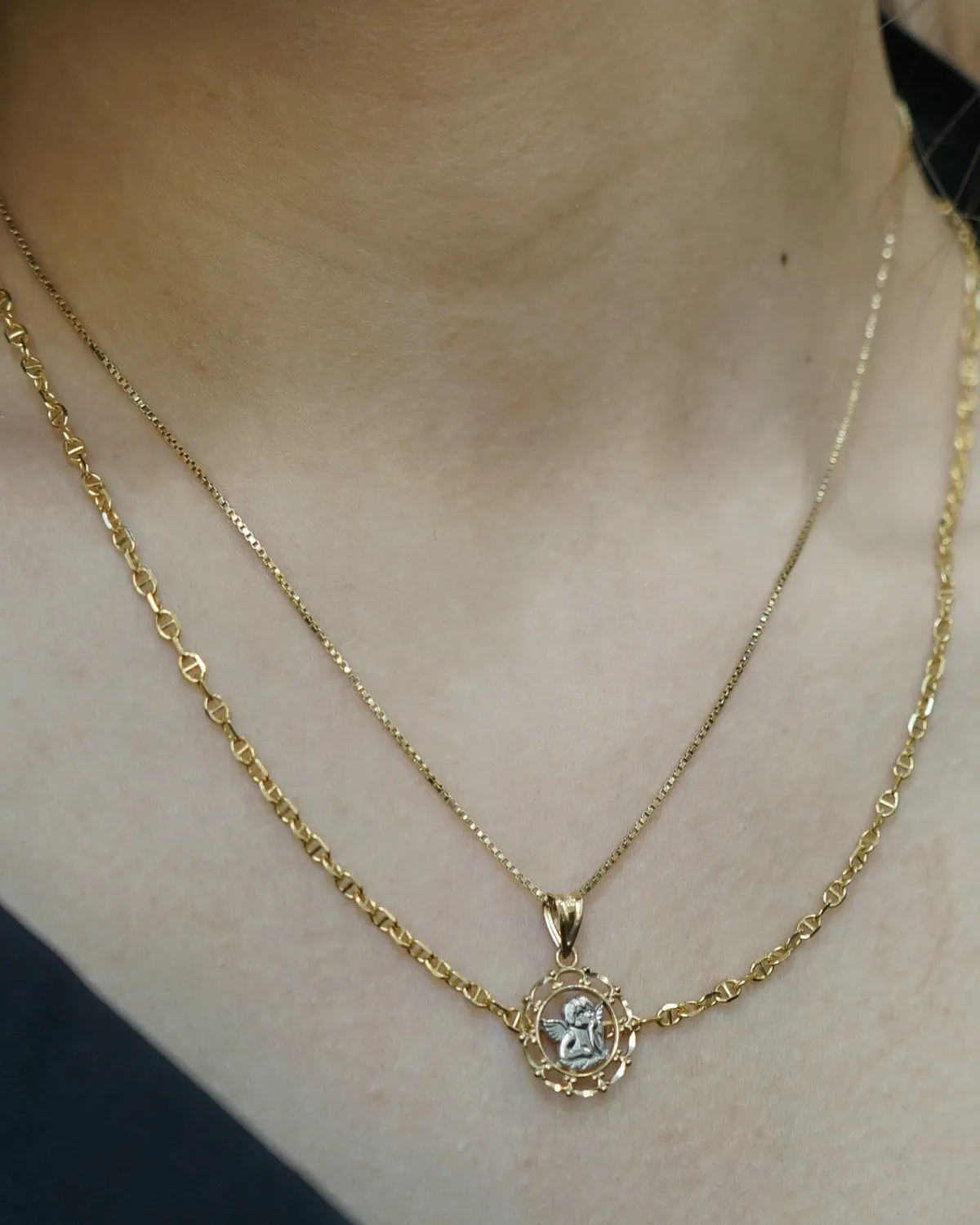 14K Gold Yellow & White Gold Angel Charm