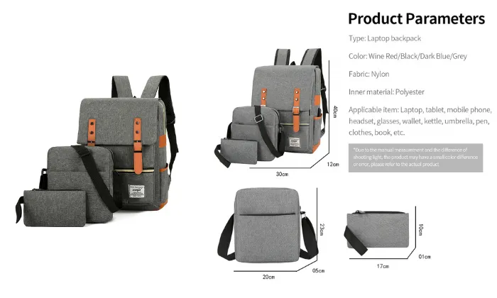 3-Piece Large Capacity Computer Backpack