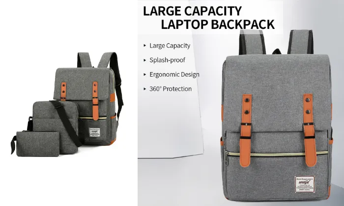 3-Piece Large Capacity Computer Backpack
