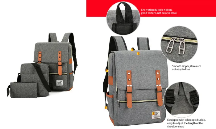 3-Piece Large Capacity Computer Backpack
