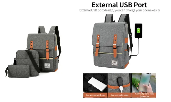 3-Piece Large Capacity Computer Backpack