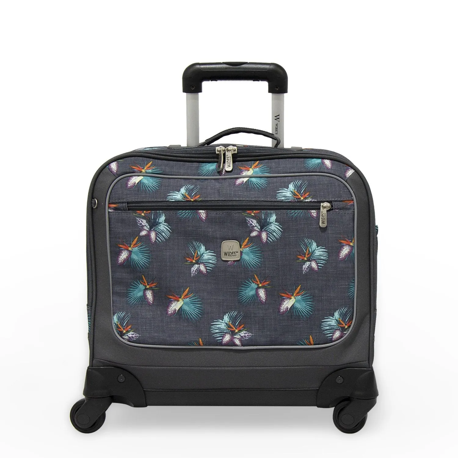 3 Pieces Set - 4 Wheels School Bag trolley with Lunch Bag   Pencil Case Tree Leaves Design