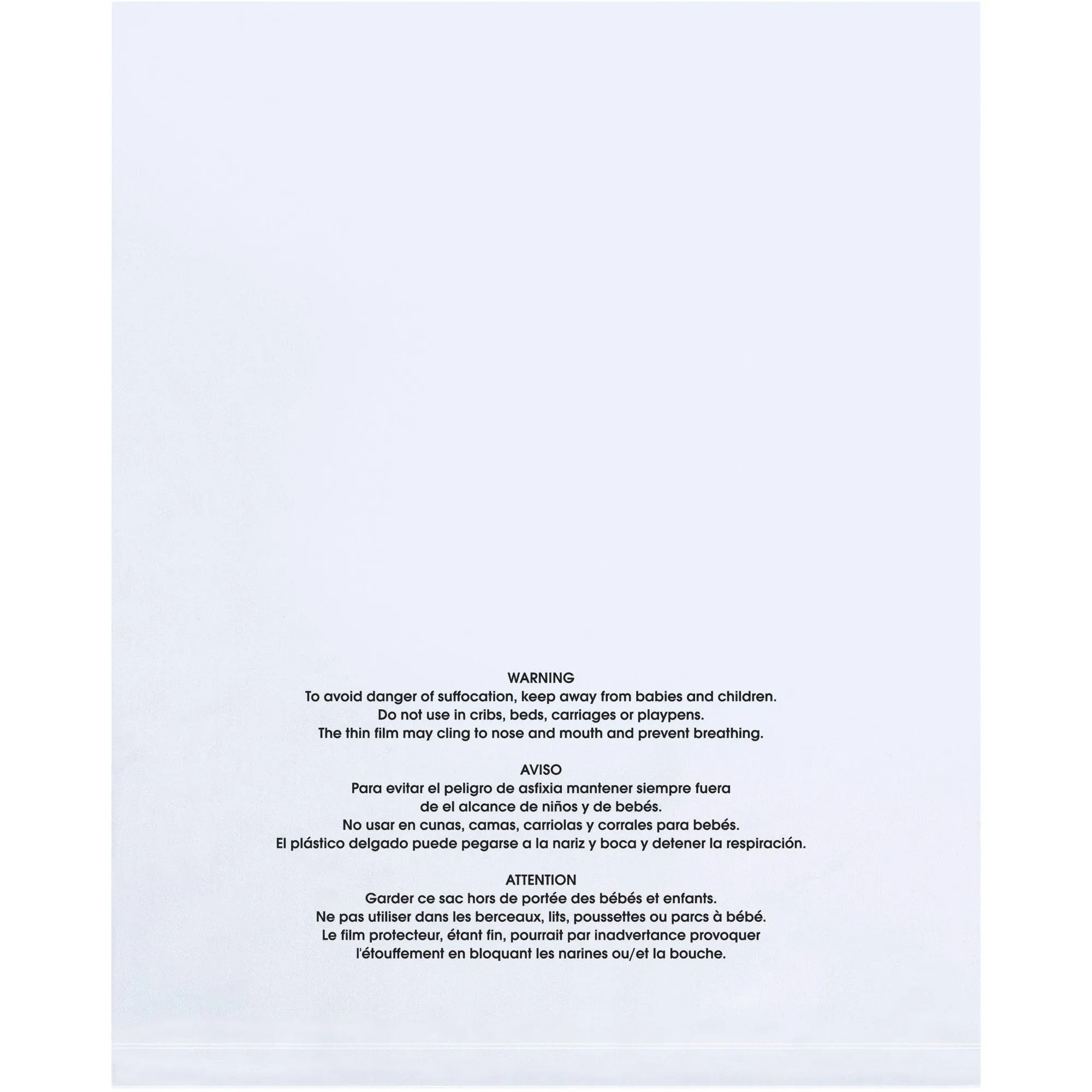 9 x 12" - 2 Mil Flat Suffocation Warning Poly Bags