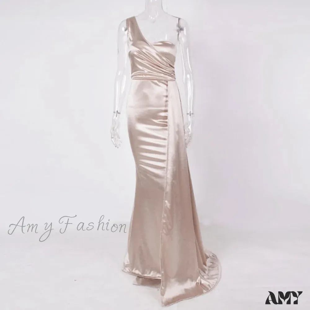 Amy Fashion - Sexy Satin Maxi Evening Party Dress