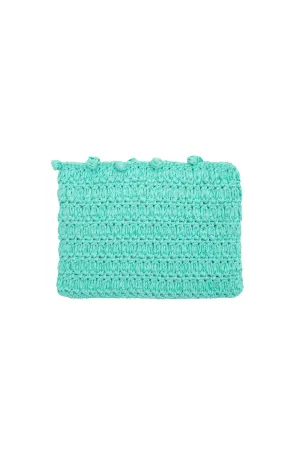 Aqua Nina Raffia Hand Bag