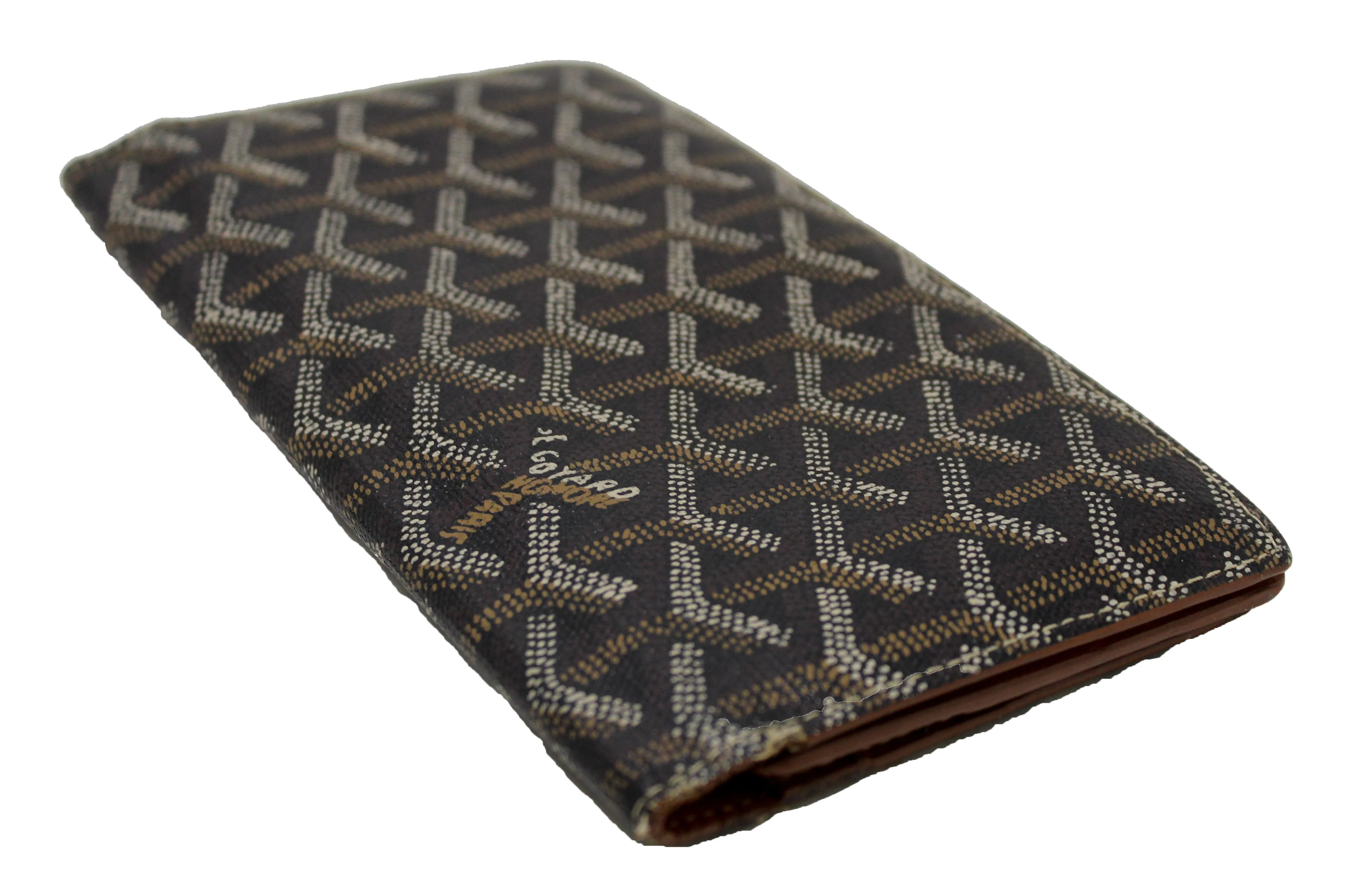 Authentic Goyard Black Goyardine Richelieu Black and Brown Long Wallet
