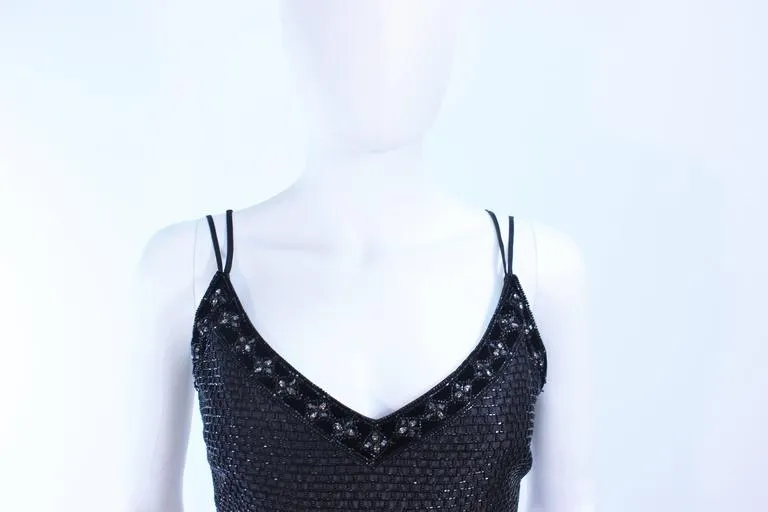 BADLEY MISCHKA Black Satin Beaded Gown Size 4
