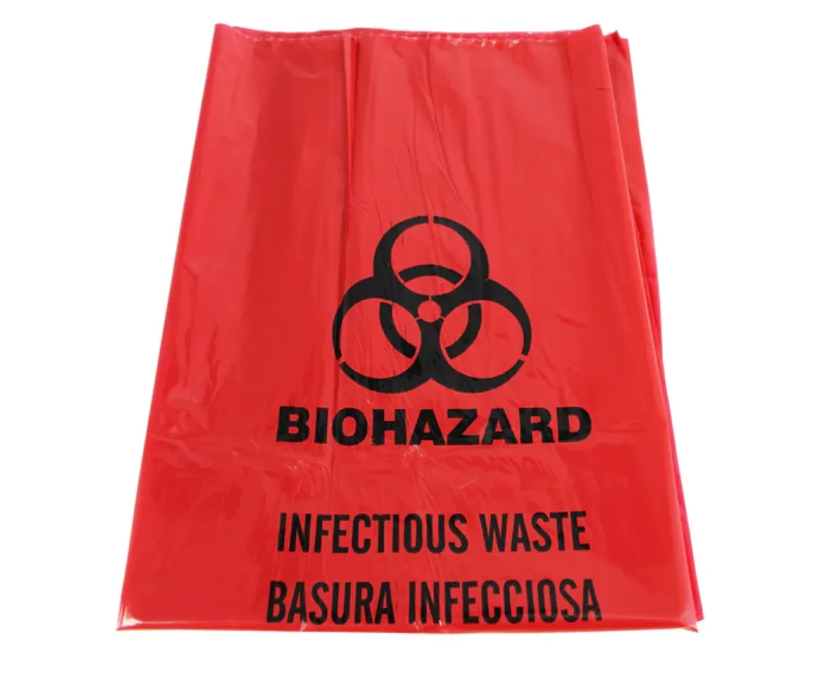 Biohazard Bags Red Large: Roll of 20