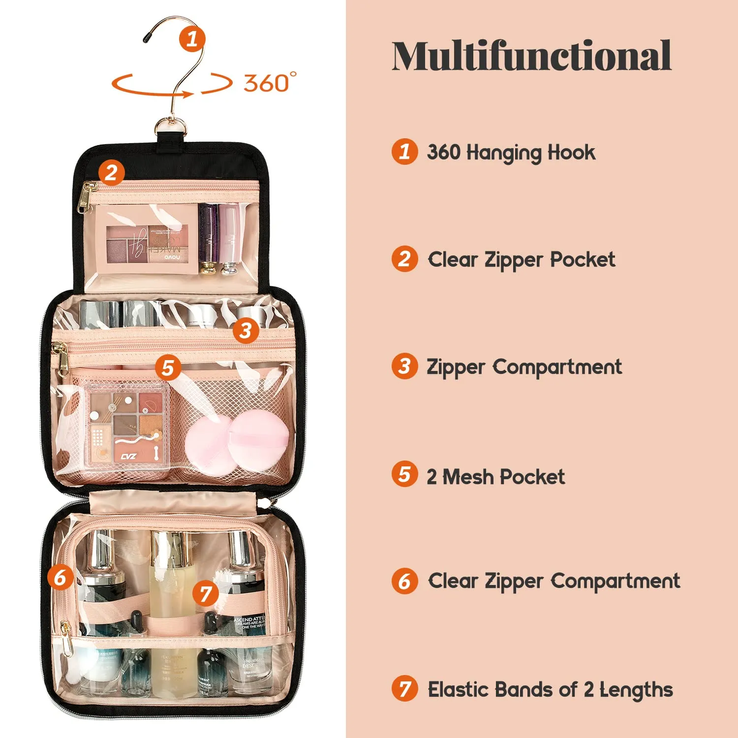 Black Hanging Travel Toiletry Bag