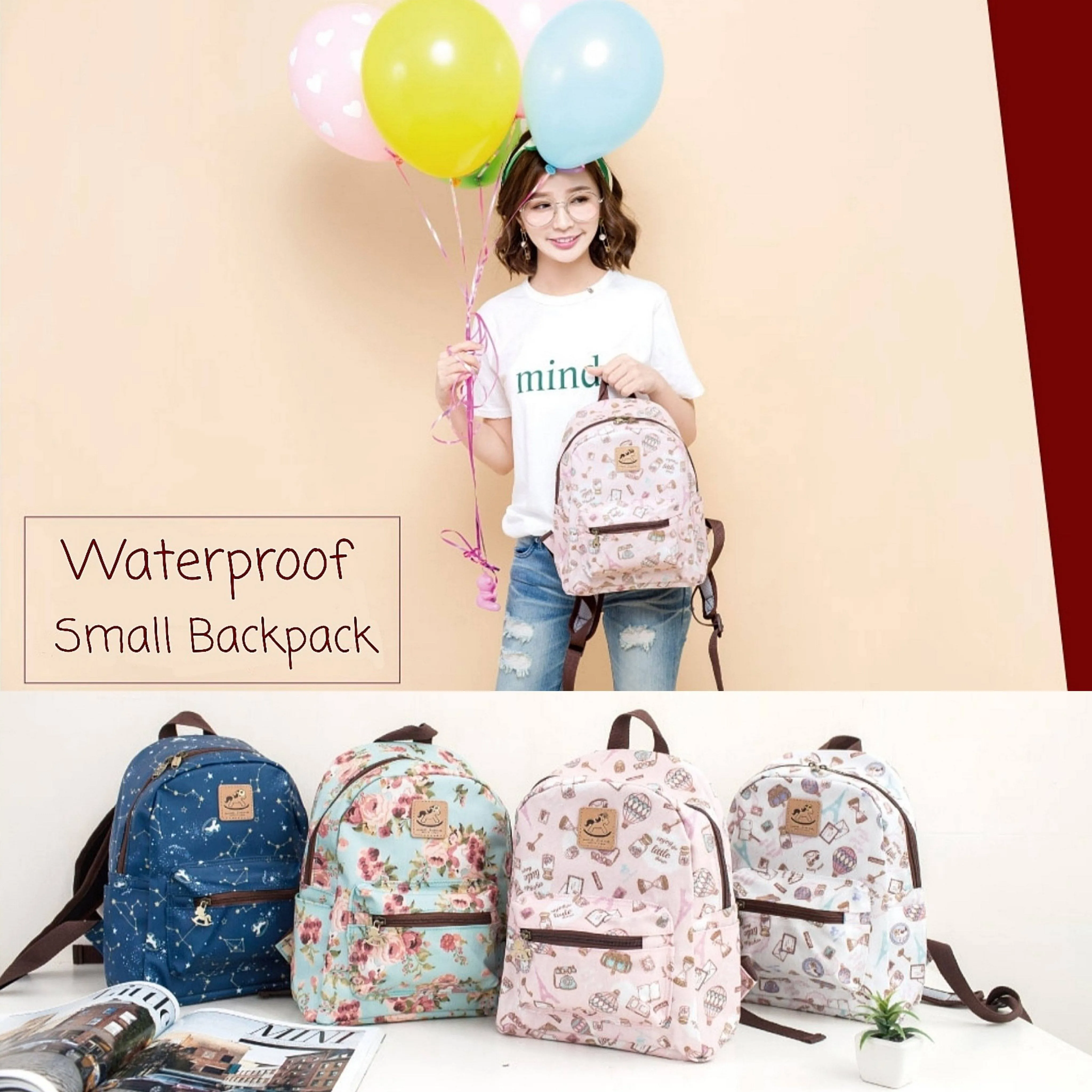 Blue French Bulldog Small Backpack