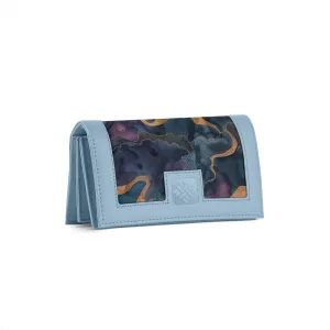 Blue Sleek Elegance Fold Wallet  with Ethereal Watercolor Waves