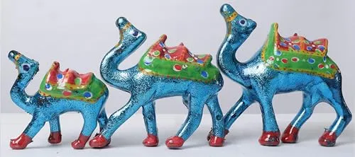 BRAND - E FASHION Handcrafted Showpiece Paper Mache Camel Set| Handmade Home Decoration and Gift Set| Rajasthani tradional Handicraft Decorative Idols|| (Blue)