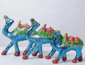 BRAND - E FASHION Handcrafted Showpiece Paper Mache Camel Set| Handmade Home Decoration and Gift Set| Rajasthani tradional Handicraft Decorative Idols|| (Blue)