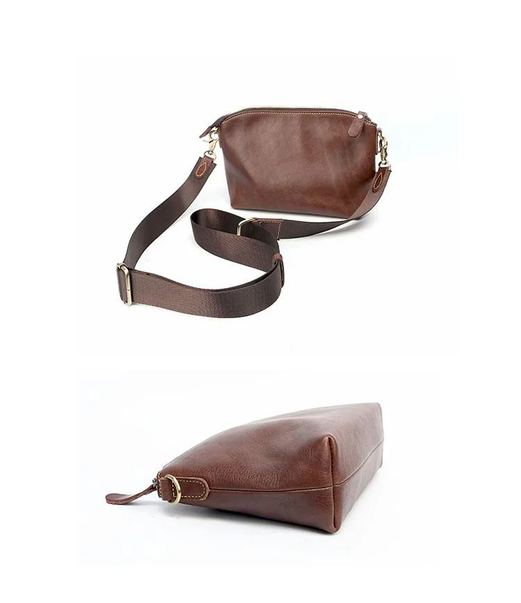 Brown Leather Mens Casual Small Courier Bags Messenger Bag Black Postman Bag For Men