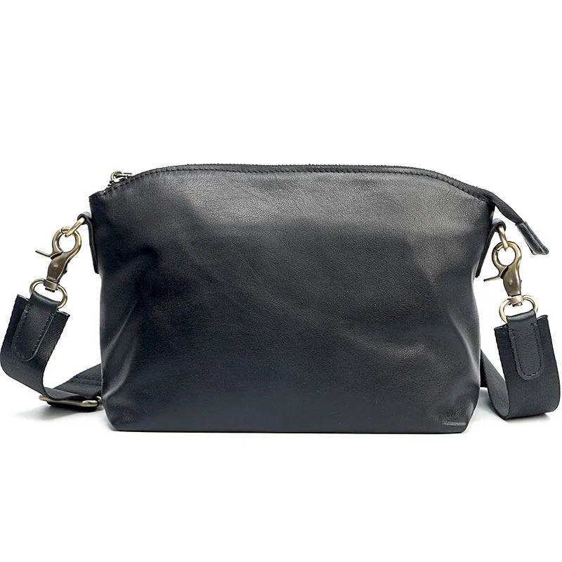 Brown Leather Mens Casual Small Courier Bags Messenger Bag Black Postman Bag For Men