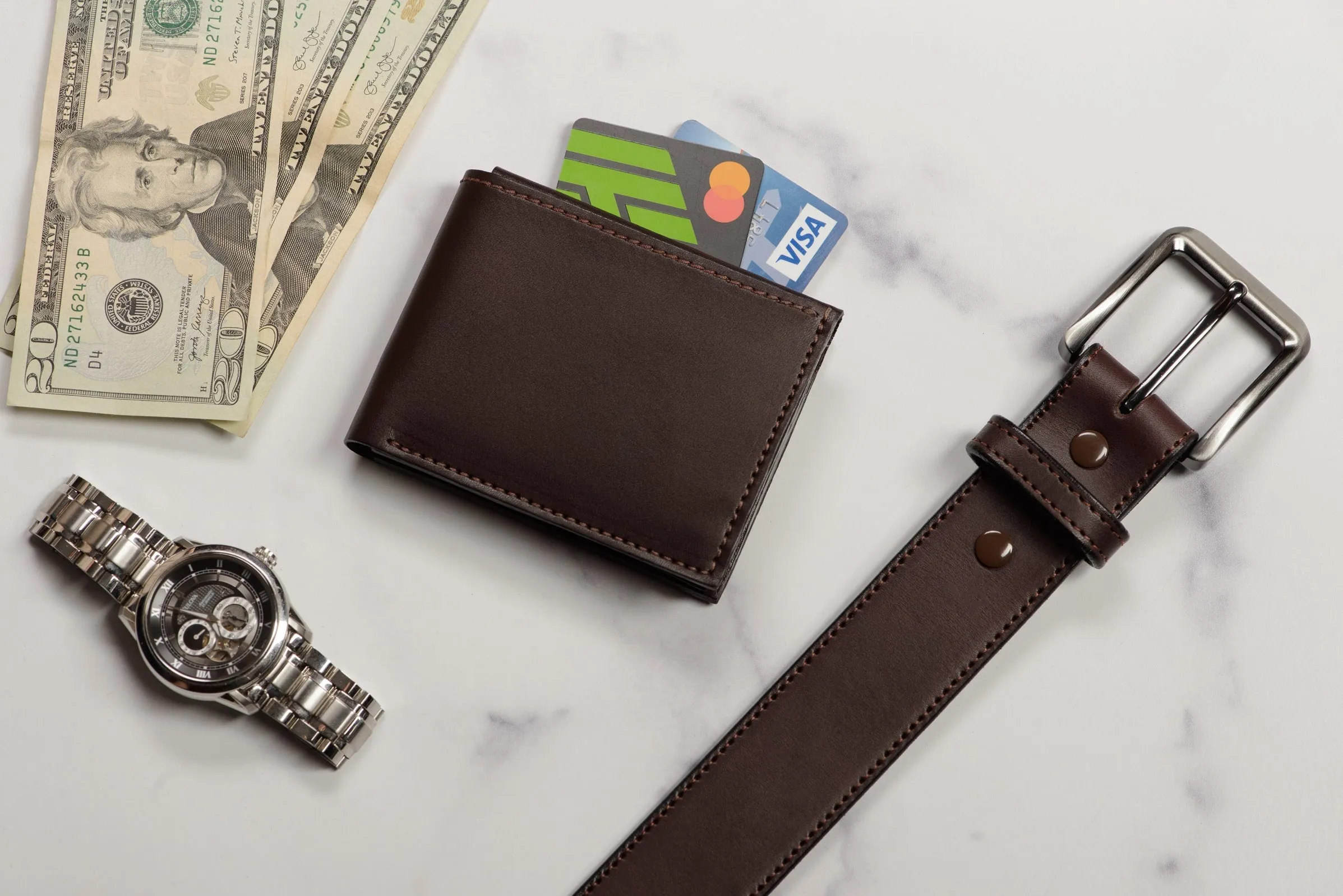 Brown Premium Leather Bifold Wallet With 6 Card Slot