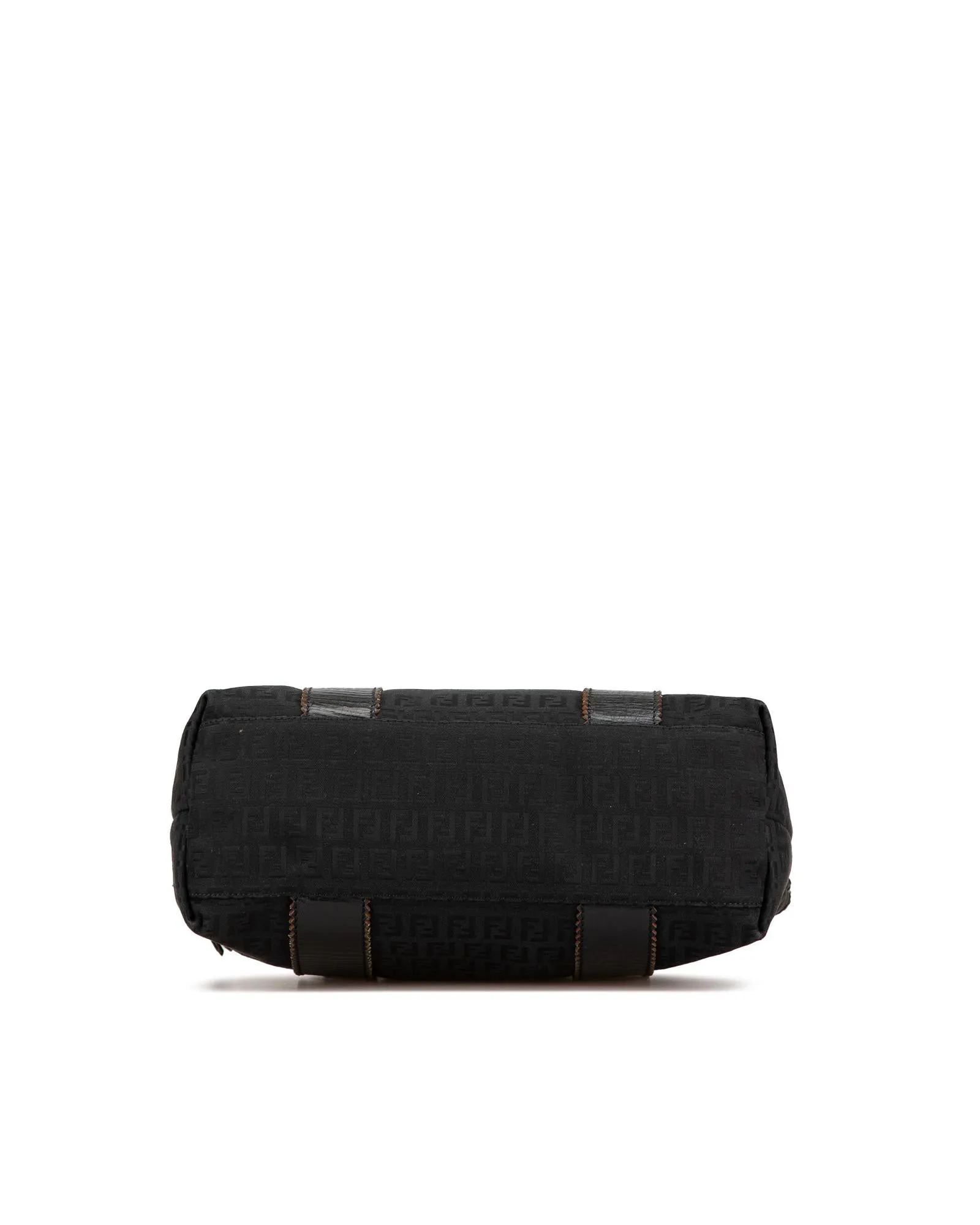 Canvas Handbag with Leather Trim and Top Zip Closure