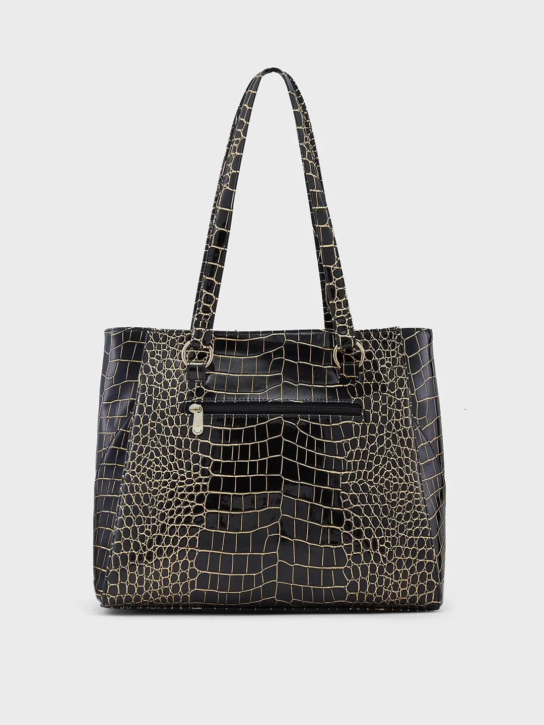 Caprese Miranda Tote Large Croco Womens Office Handbag Black