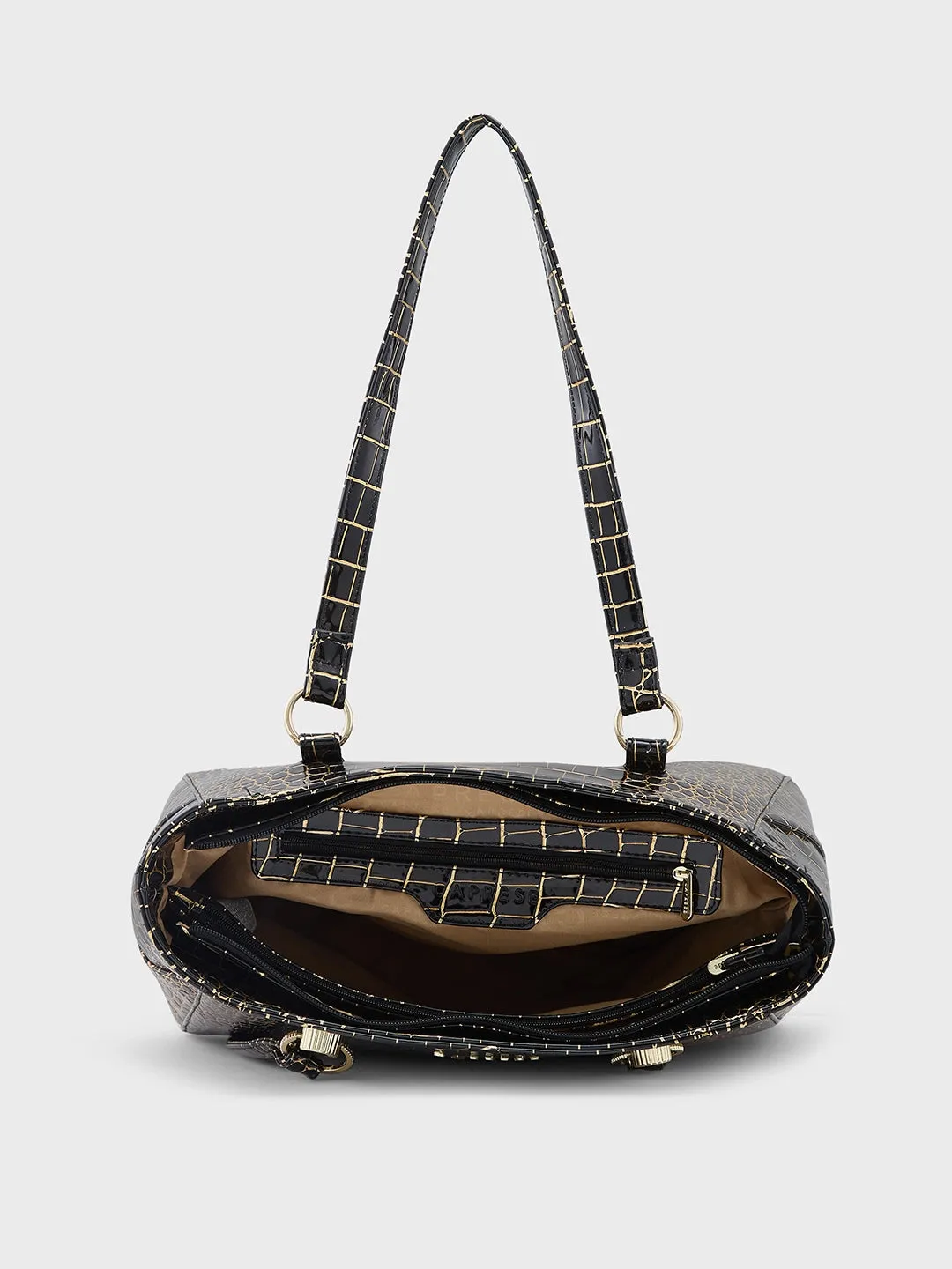 Caprese Miranda Tote Large Croco Womens Office Handbag Black