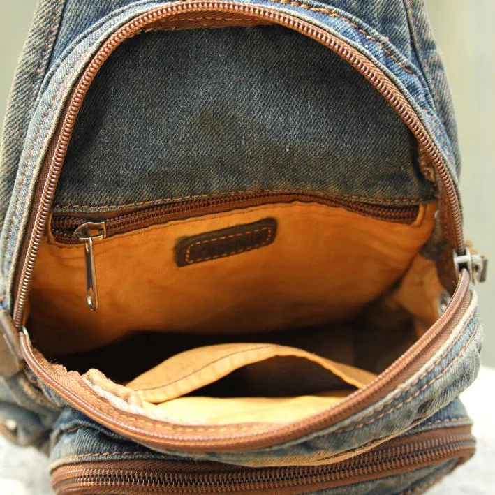 Casual Blue Denim Mens Womens Messenger Bag Jean Postman Bag Courier Bag For Women