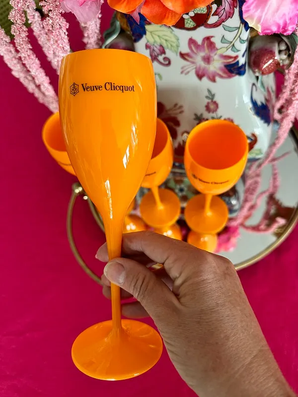 Champagne Glasses Veuve Clicquot, Orange, EACH SOLD SEPARATELY