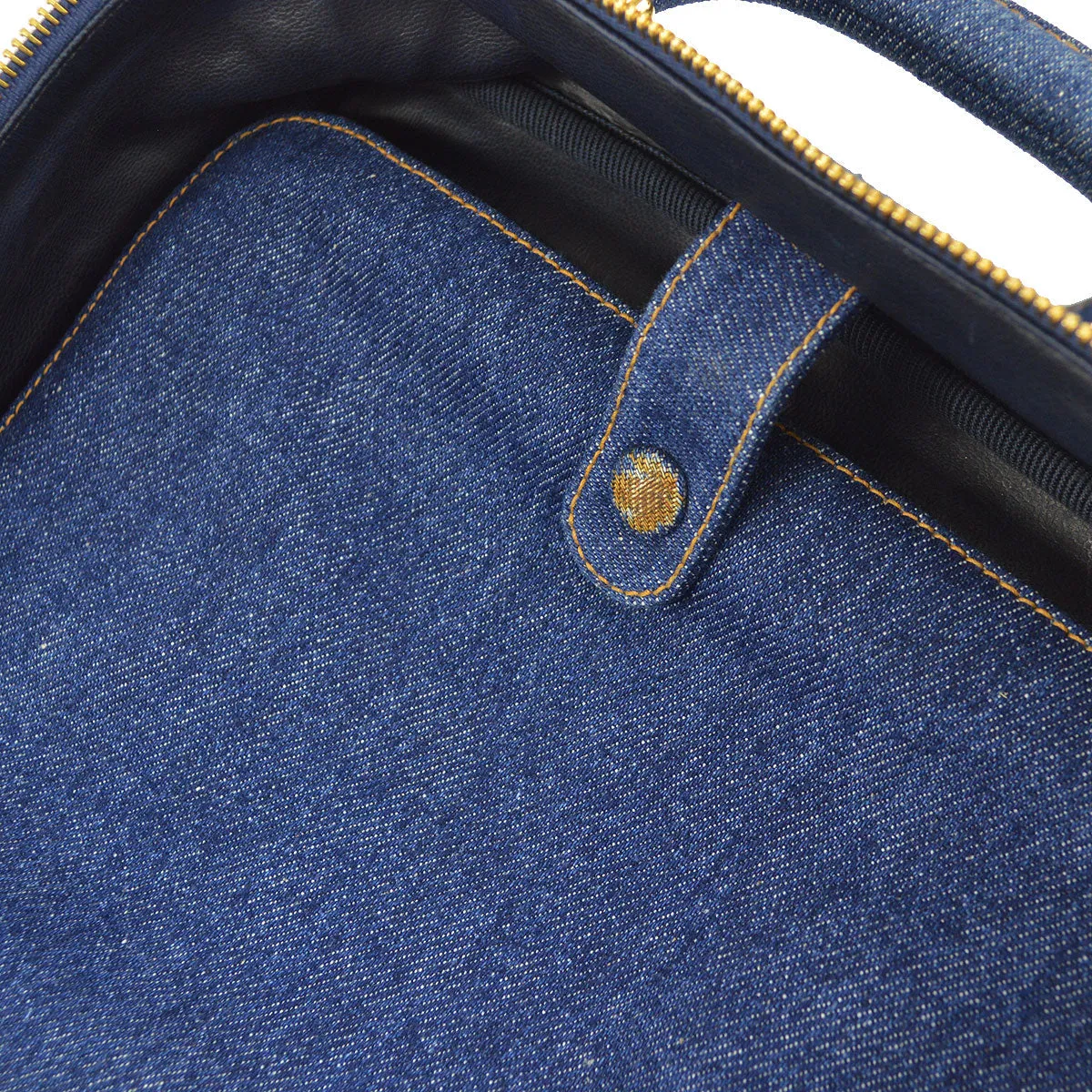 CHANEL 2way Cosmetic Vanity Shoulder Handbag Indigo Denim 66601