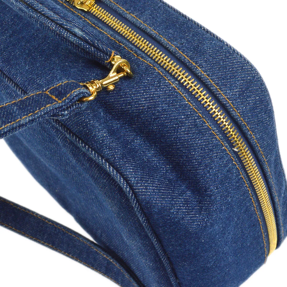 CHANEL 2way Cosmetic Vanity Shoulder Handbag Indigo Denim 66601