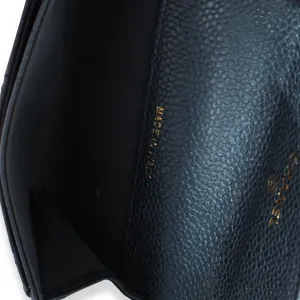 CHANEL Blue Quilted Caviar Flap Card Holder Wallet