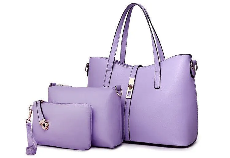 Classic Leather Detachable 3 in 1 Strap Woman Blue Handbag