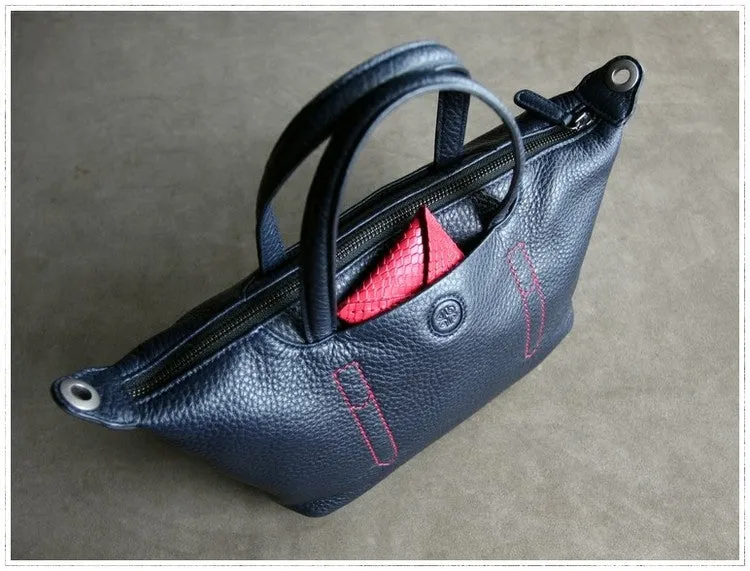 Classic Womens Dark Blue Leather Shoulder Handbag Womens Fashion Work Navy Handbag Purse Crossbody Purse for Ladies