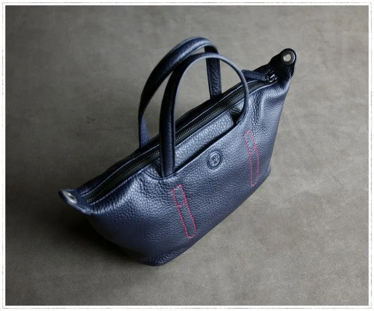 Classic Womens Dark Blue Leather Shoulder Handbag Womens Fashion Work Navy Handbag Purse Crossbody Purse for Ladies
