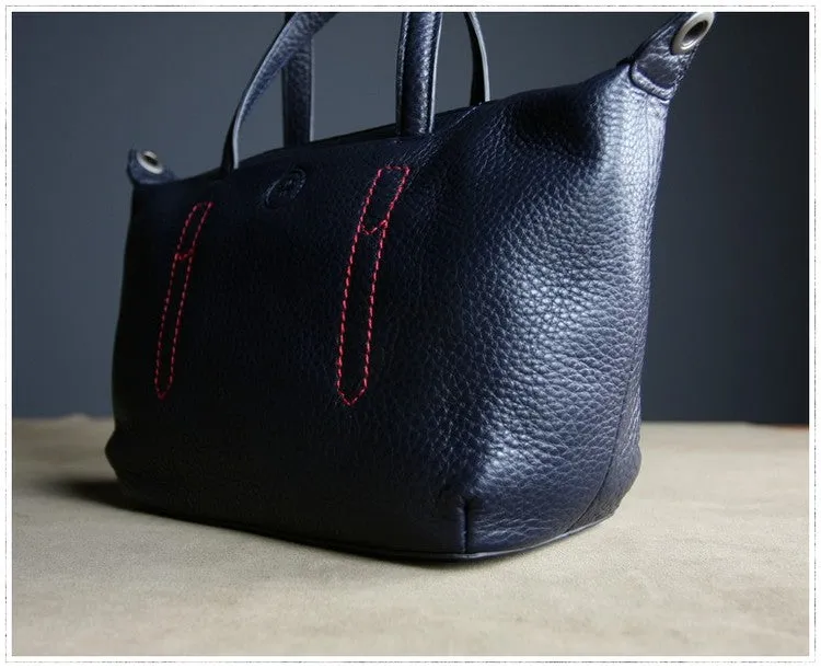 Classic Womens Dark Blue Leather Shoulder Handbag Womens Fashion Work Navy Handbag Purse Crossbody Purse for Ladies