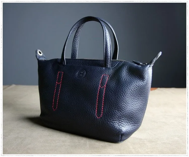 Classic Womens Dark Blue Leather Shoulder Handbag Womens Fashion Work Navy Handbag Purse Crossbody Purse for Ladies