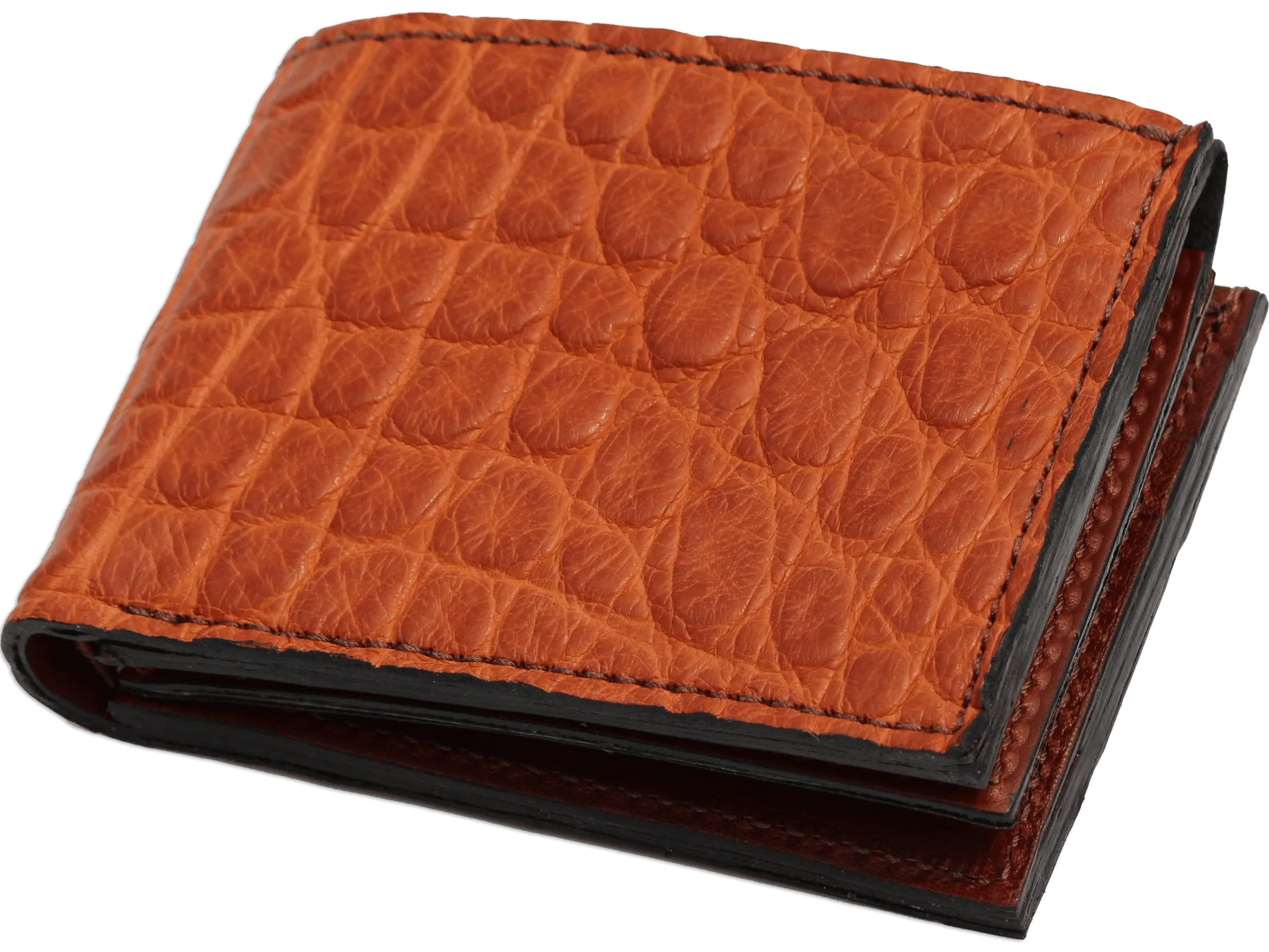 Cognac Alligator Luxury Designer Exotic Bifold Wallet With Flip Up ID Window
