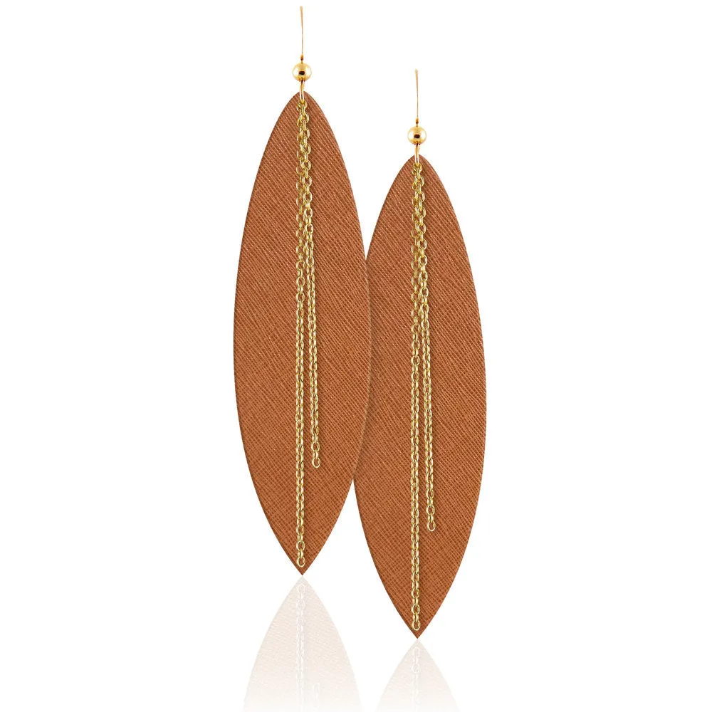 Cognac Linked Leather Earrings ©