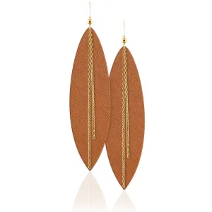 Cognac Linked Leather Earrings ©